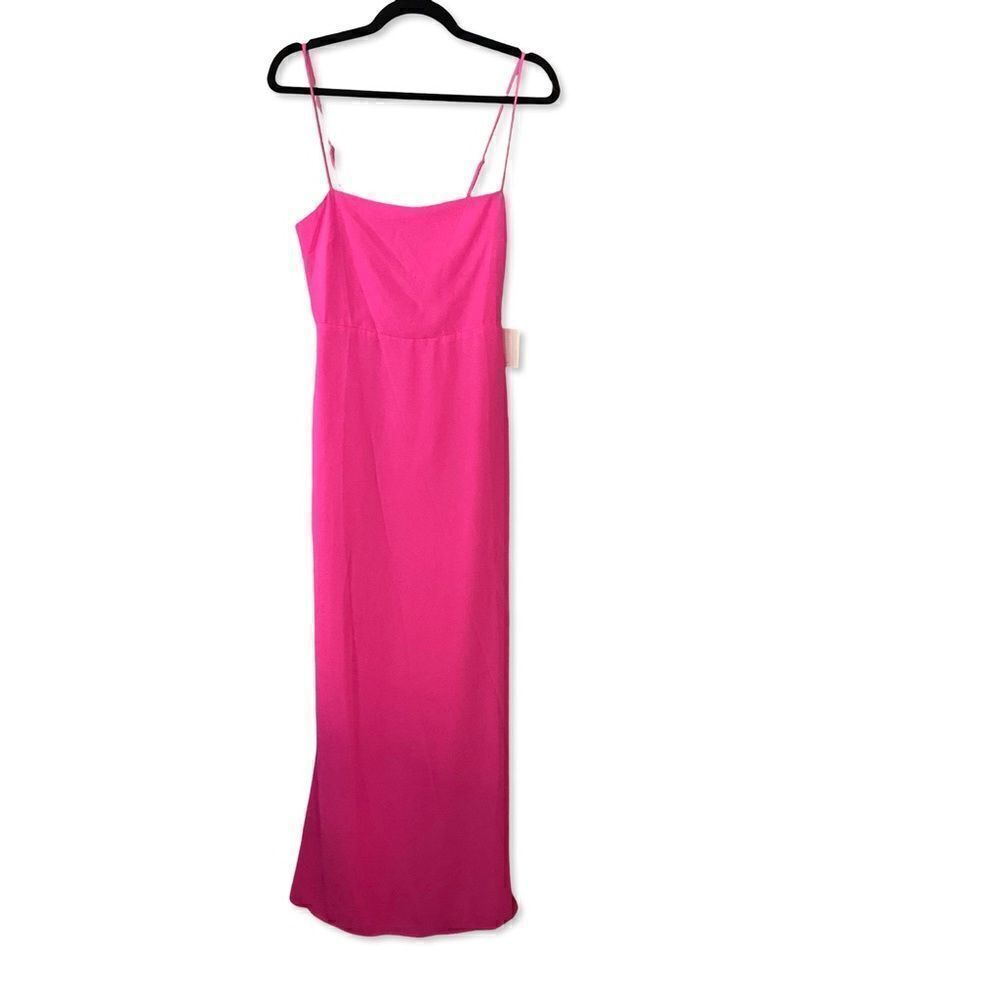 Superdown Addison maxi dress pink fuschia slip dress side slit Revolve Sz S - Picture 5 of 11